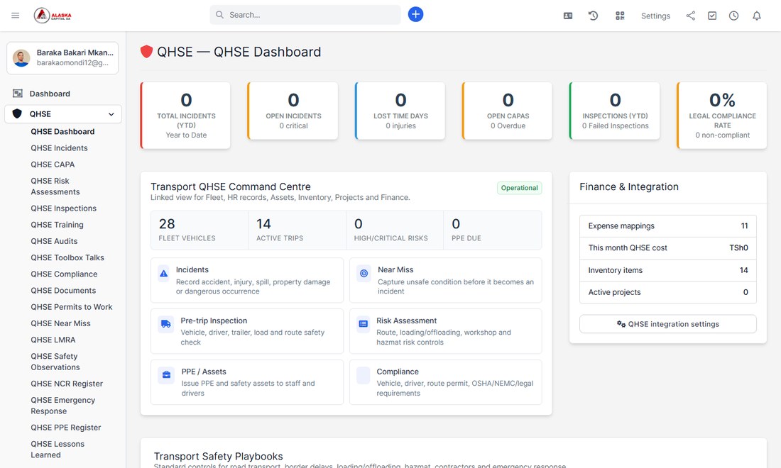 QHSE safety command centre dashboard